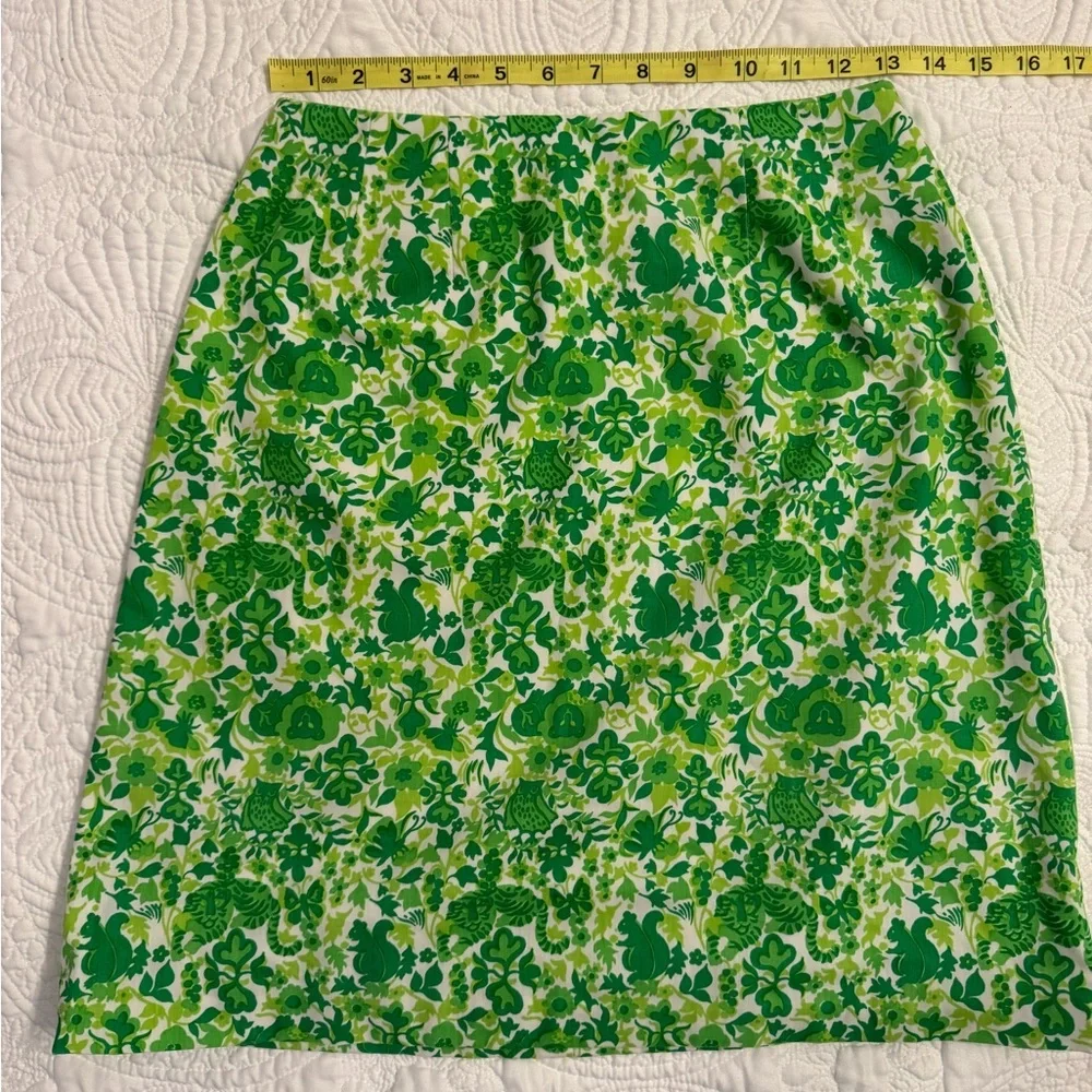 Vintage 1970s “The Lilly” Lilly Pulitzer Mini Skirt Green White Lions Owls - Picture 11 of 11